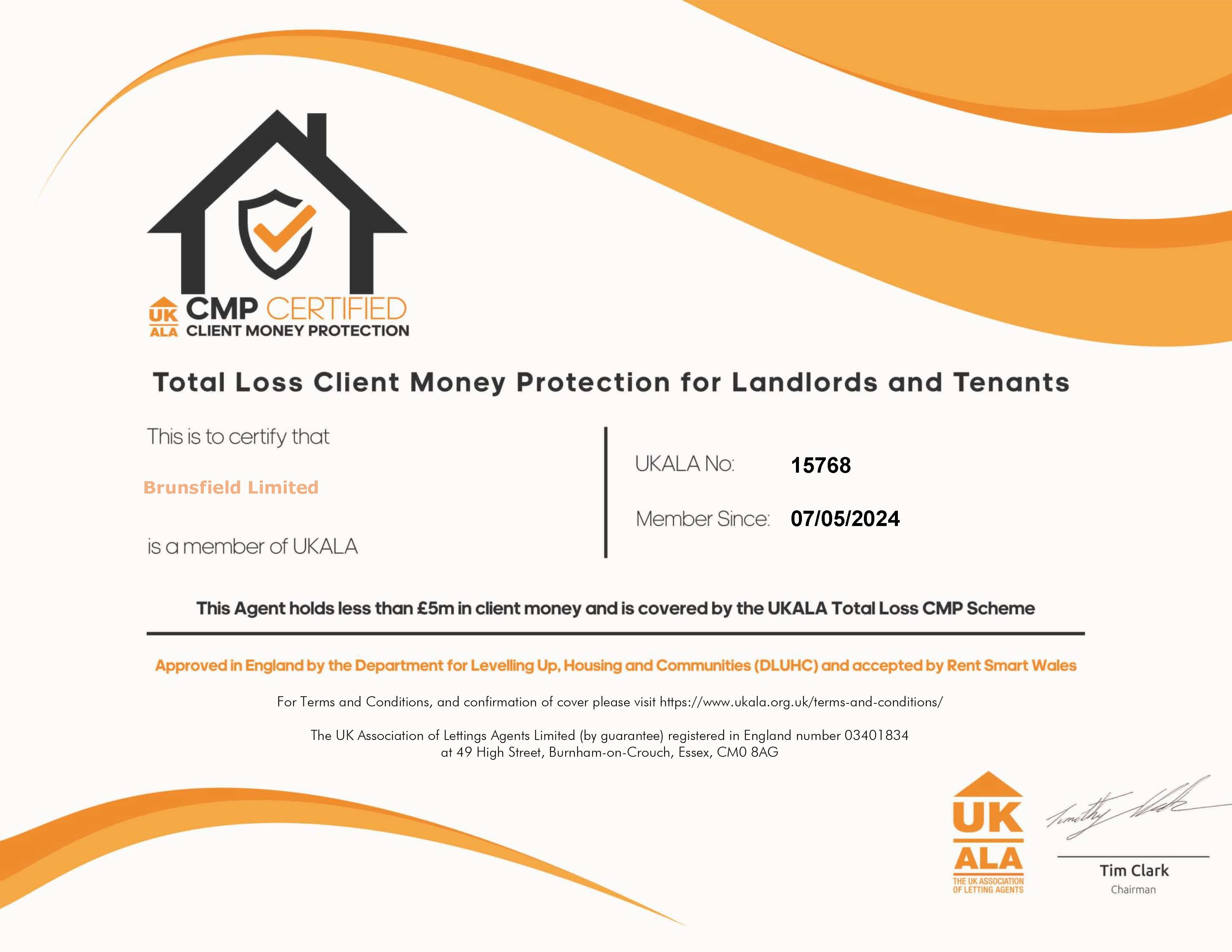 Client Money Protection Certificate